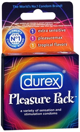 Durex Pleasure Pack: Assorted Condoms for Long-Lasting, Ultimate, and Intense Pleasure with Lubrication and Ultra-Thin Design.