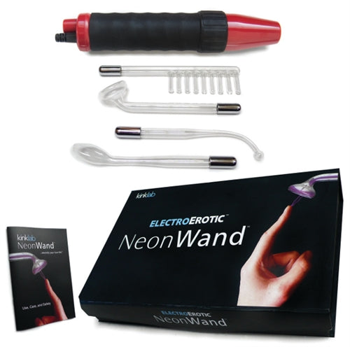 Red and Black Neon Wand Electrosex Kit: Shockingly Satisfying Pleasure