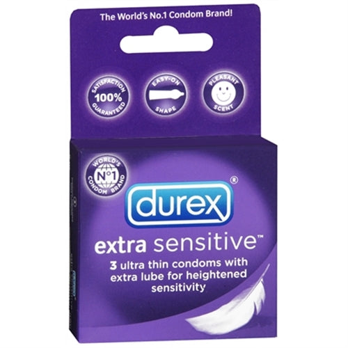 Ultra-Thin Condoms for Enhanced Sensations and Easy Fit - Durex Extra Sensitive (3 Pack)