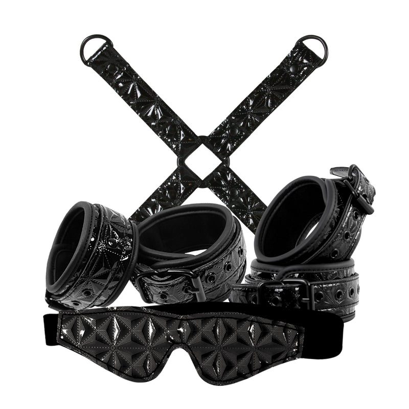 Unleash Your Desires with the Sinful BDSM Bondage Kit - Neoprene Lined Restraints and Blindfold Included