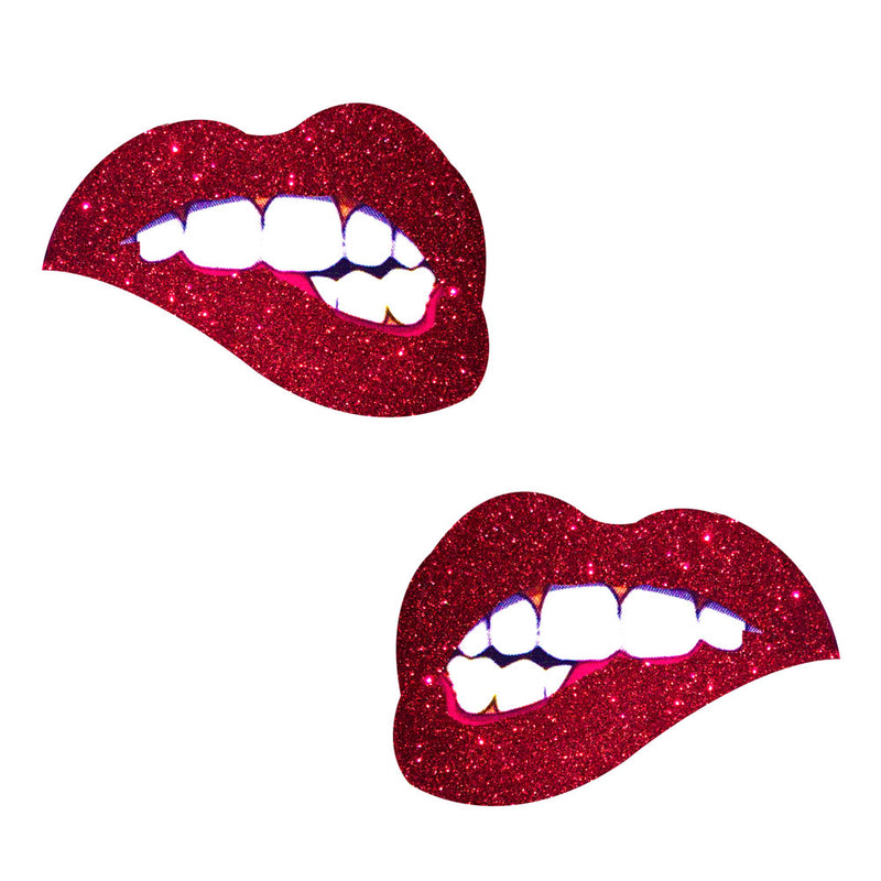 Flirtatious Red Glitter Lips Nipztix Pasties for Confident and Daring Looks