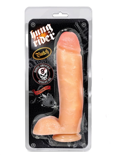 Experience Ultimate Satisfaction with Hung Rider's Girthy Butch Dildo - 9 Inches of Realistic Pleasure!