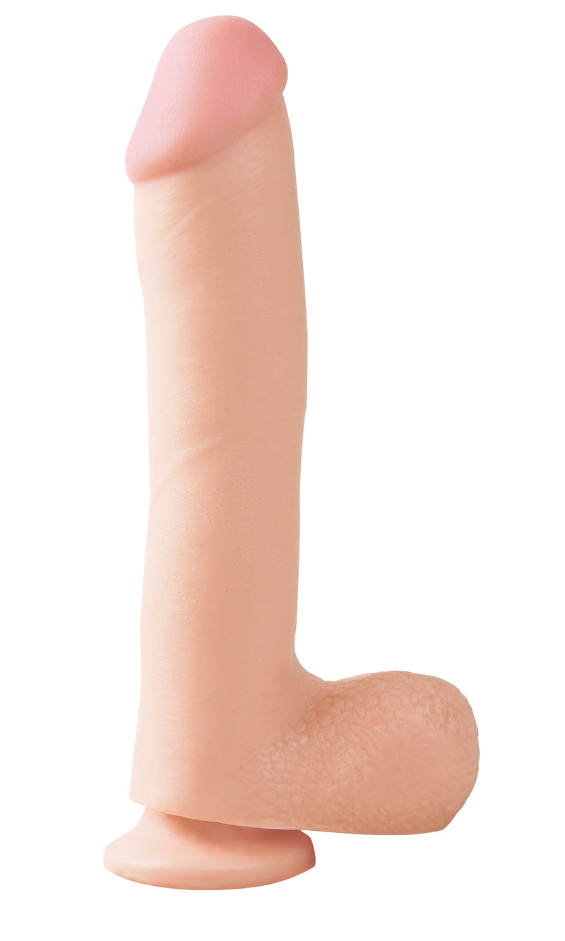 Basix 10 Inch Dildo with Suction Cup and Balls - Perfect for Hands-Free Fun and Realistic Pleasure!