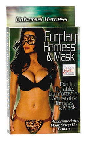 Exotic Faux Fur Padded Harness and Mask for Unforgettable Intimacy