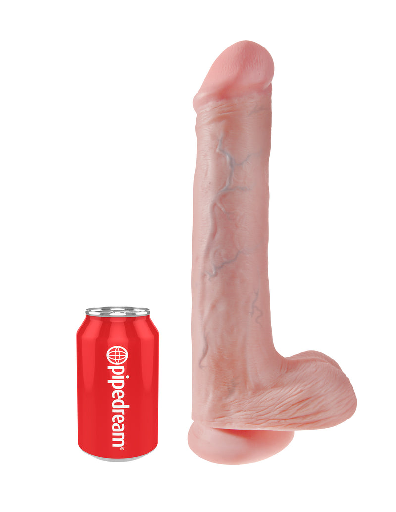 Realistic King Cock with Suction Cup and Balls for Mind-Blowing Pleasure - 13 Inches Insertable Length and 2.75 Inches Width