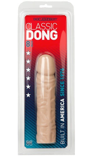 Upgrade Your Bedroom Fun with Our 8 Inch Veined White Dong - Made in the USA with Anti-Bacterial Silagel Formula for Realistic Pleasure