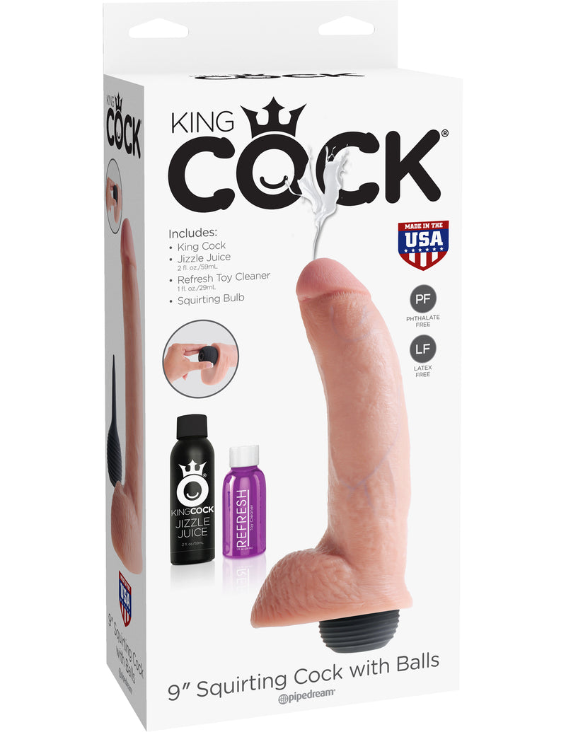 Experience Ultimate Cum-Play with King Cock Squirter Dildo - Realistic 9 Inch with Jizzle Juice Squeeze-Bulb