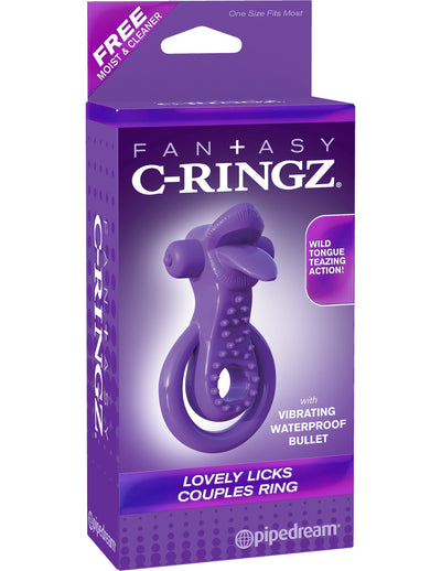 Lovely Licks Vibrating Couples Ring: Dual-Action Tongue for Ultimate Pleasure, Super-Stretchy TPR for a Tight Squeeze, Waterproof for Anywhere Fun!