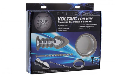 Electrify Your Play with the Voltaic Male E-Stim Kit - Stainless Steel and Versatile for Maximum Sensation