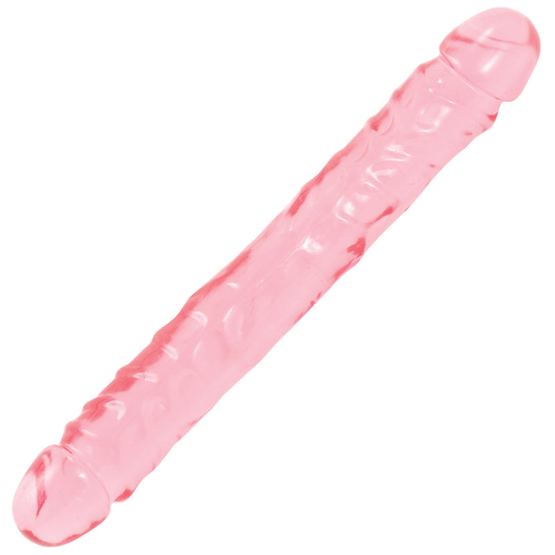 12" Crystal Jellies Jr. Double Dong: Double Your Pleasure with Veiny Texture and Soft Material for Ultimate Satisfaction!