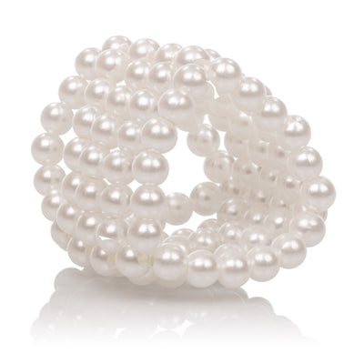 Enhance Solo Play with Basic Essentials Pearl Stroker Beads - Smooth, Stretchy, and Stimulating!