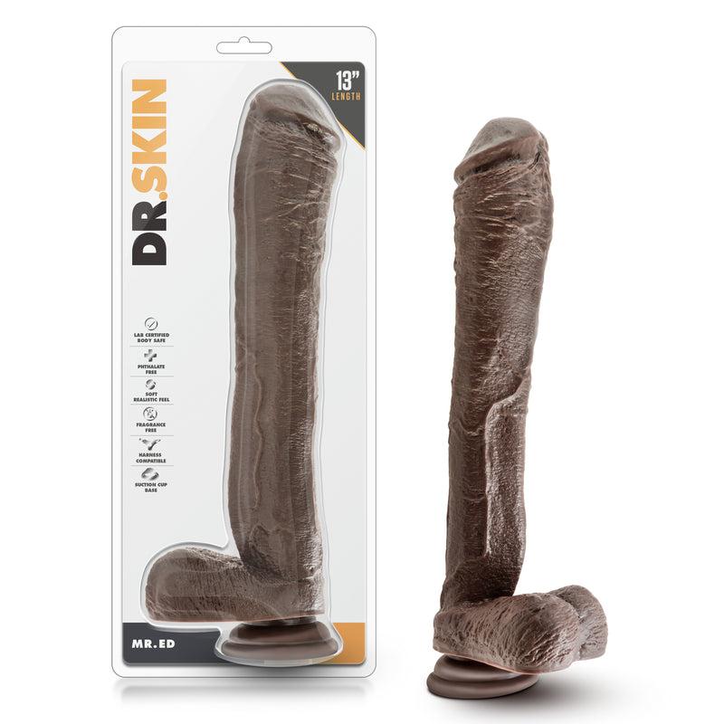 Experience Unmatched Thrills with the Dr. Skin Mr. Ed 13" Chocolate Dildo