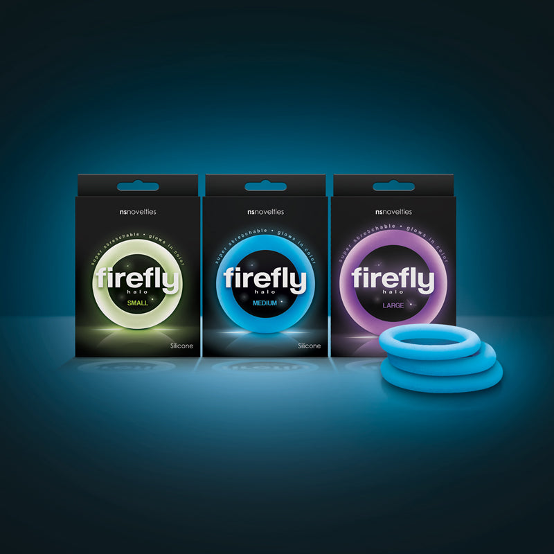 Light up your night with Firefly Halo Glow-in-the-Dark Cock Ring - Enhance Climax and Prolong Performance!