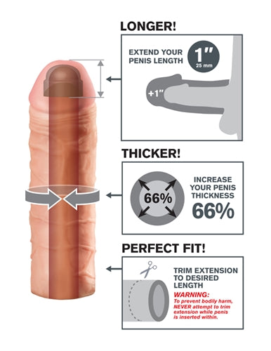 Mega 1-Inch Extension: Enhance Your Pleasure and Confidence with Deeper Penetration and 66% More Thickness!