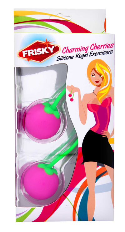 Cherry Kegel Balls with Weighted Metal Ball for Pelvic Muscle Tone and Pleasure - Frisky Charming Cherries Silicone Exercisers