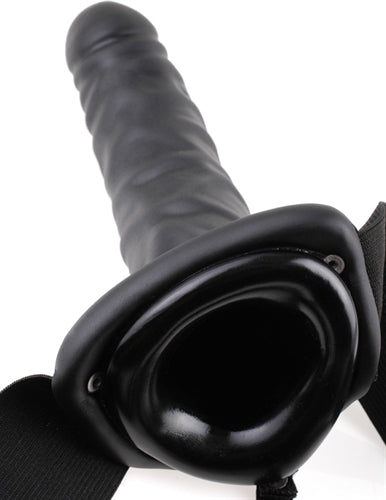 Enhance Your Bedroom Game with the 8-Inch Vibrating Hollow Strap-On - Perfect for ED and Size Concerns!