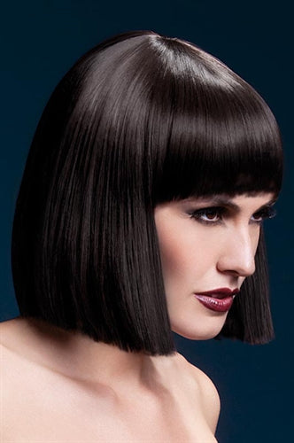 Brown Blunt Cut Wig with Fringe - Heat-Resistant and Adjustable for a Comfortable Fit!
