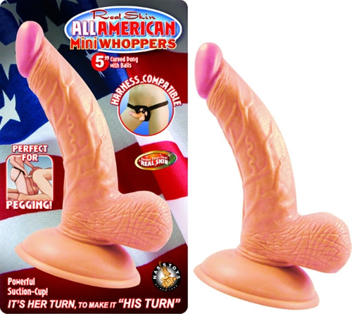 Get Ready for Mind-Blowing Pleasure with the 5-Inch Curved Dong with Balls - Perfect for Pegging and Harness Compatible!