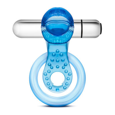 Blush Novelties 10 Function Vibrating Cock Ring with Tongue Stimulator - 3-in-1 Pleasure for Ultimate Intimacy!