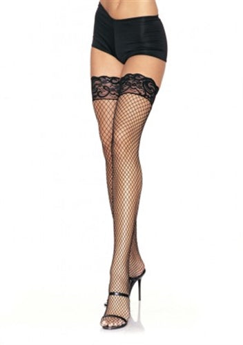 Spandex Industrial Net Thigh Highs with Stay-Up Silicone Lace Top for Confident Strutting All Day and Night!