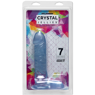 Experience Ultimate Pleasure with Doc Johnson's Crystal Jellies Ballsy Super Cock - Made in America, Body-Safe, and Realistic Design!