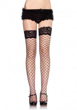 Fence Net Thigh Highs with Lace Top: Sassy and Sophisticated Stockings for Any Occasion!