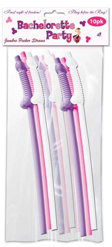 Dicky Super Straws - 12 Inch Flexible Pecker Straws in Neon Colors for Bachelor/Bachelorette Parties.