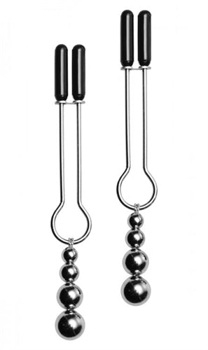 Spice up your love life with adjustable tweezer nipple clamps and beaded design