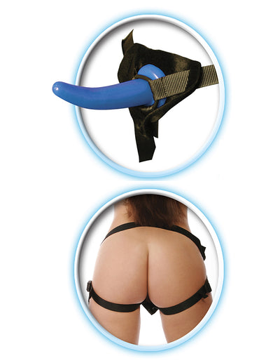Slim and Curved Beginner Strap-On for Him with Adjustable Nylon Straps and Free Satin Love Mask.