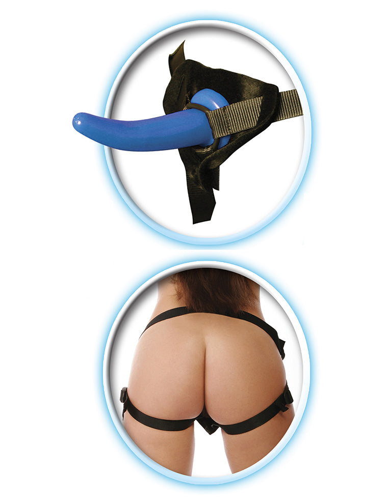 Slim and Curved Beginner Strap-On for Him with Adjustable Nylon Straps and Free Satin Love Mask.