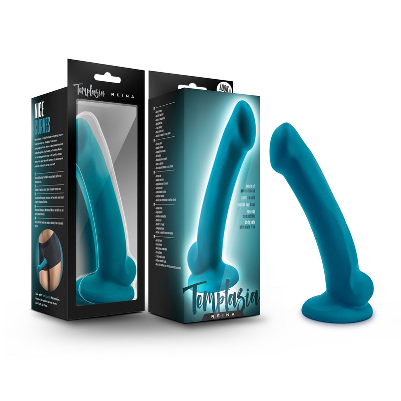 Premium Silicone Dildo with G-Spot Targeting Design, Corona Massager, and Strong Suction Base - Temptasia Reina