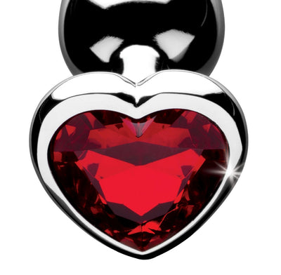 Shimmer with Pleasure: Heart-Shaped Red Gem Anal Plug for Sensational Play