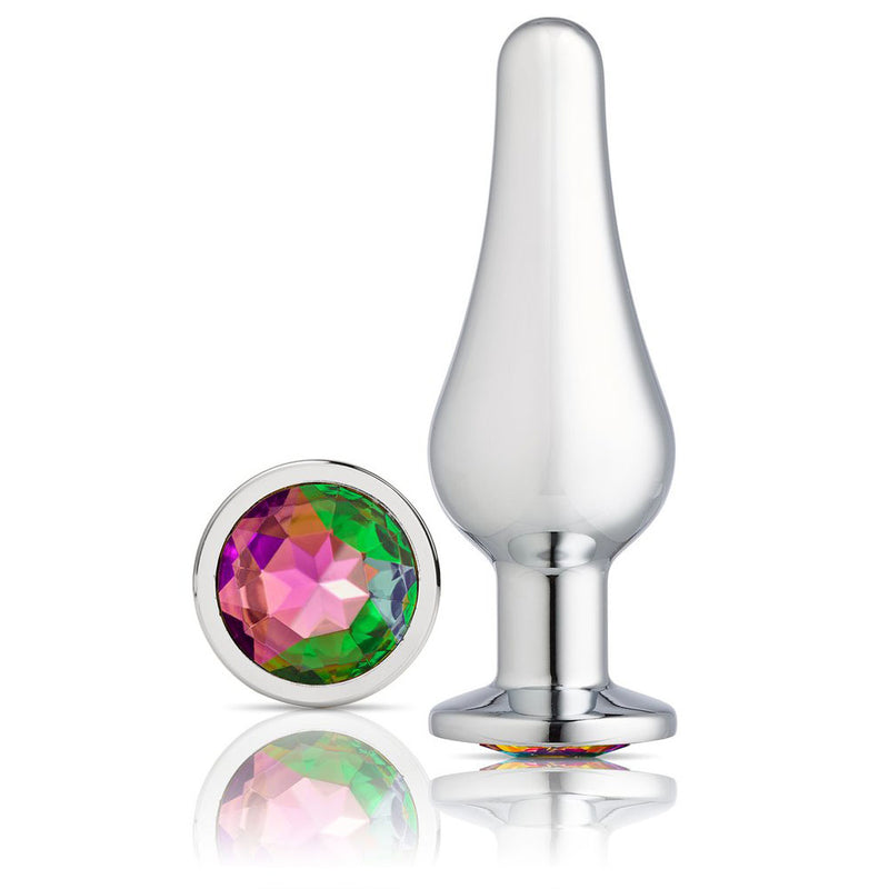 Shine Bright with the Cloud 9 Jeweled GEMs Anal Plug - Hypoallergenic, Nonporous, and Body-Safe Silicone with Rainbow Gem for Glamorous Playtime.