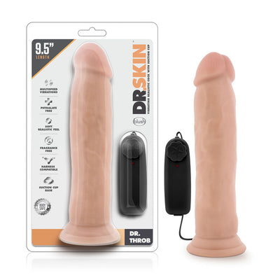 Get Filled with Dr. Throb's 9.5 Inch Vibrating Suction Cup Dildo - Your New Best Friend!