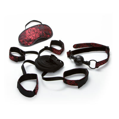 Sultry Surrender Kit: Elevate Your Sensual Experiences with Bed Restraints, Eye Mask, and Ball Gag