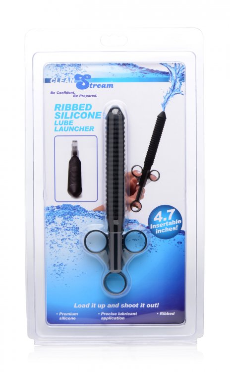 XL Ribbed Silicone Lubricant Launcher for Easy and Stimulating Application