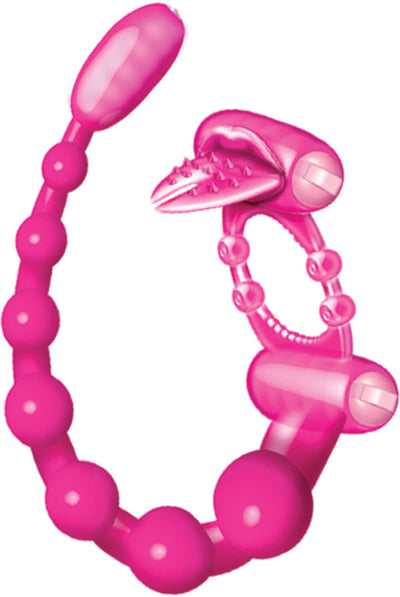 Ultimate Pleasure Cockring with Vibrating Tongue and Anal Beads