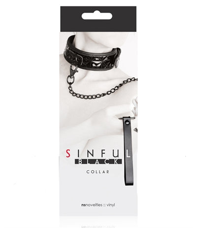 Spice Up Your Playtime with Sinful Black Collar and Leash Set