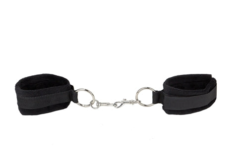 Furry Leather Handcuffs and Ankle Restraints for Wild Adventures - Adjustable and Durable!