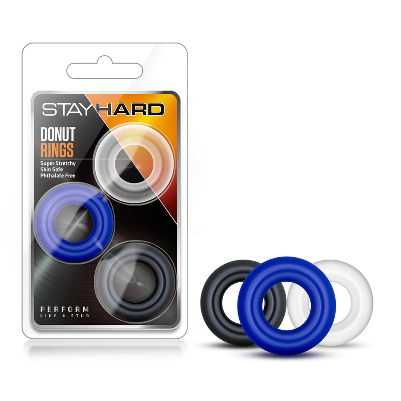 Maximize Pleasure with Stay Hard Donut Rings - 3 Pack of Stretchy and Body Safe Rings for Longer and Stronger Sessions!