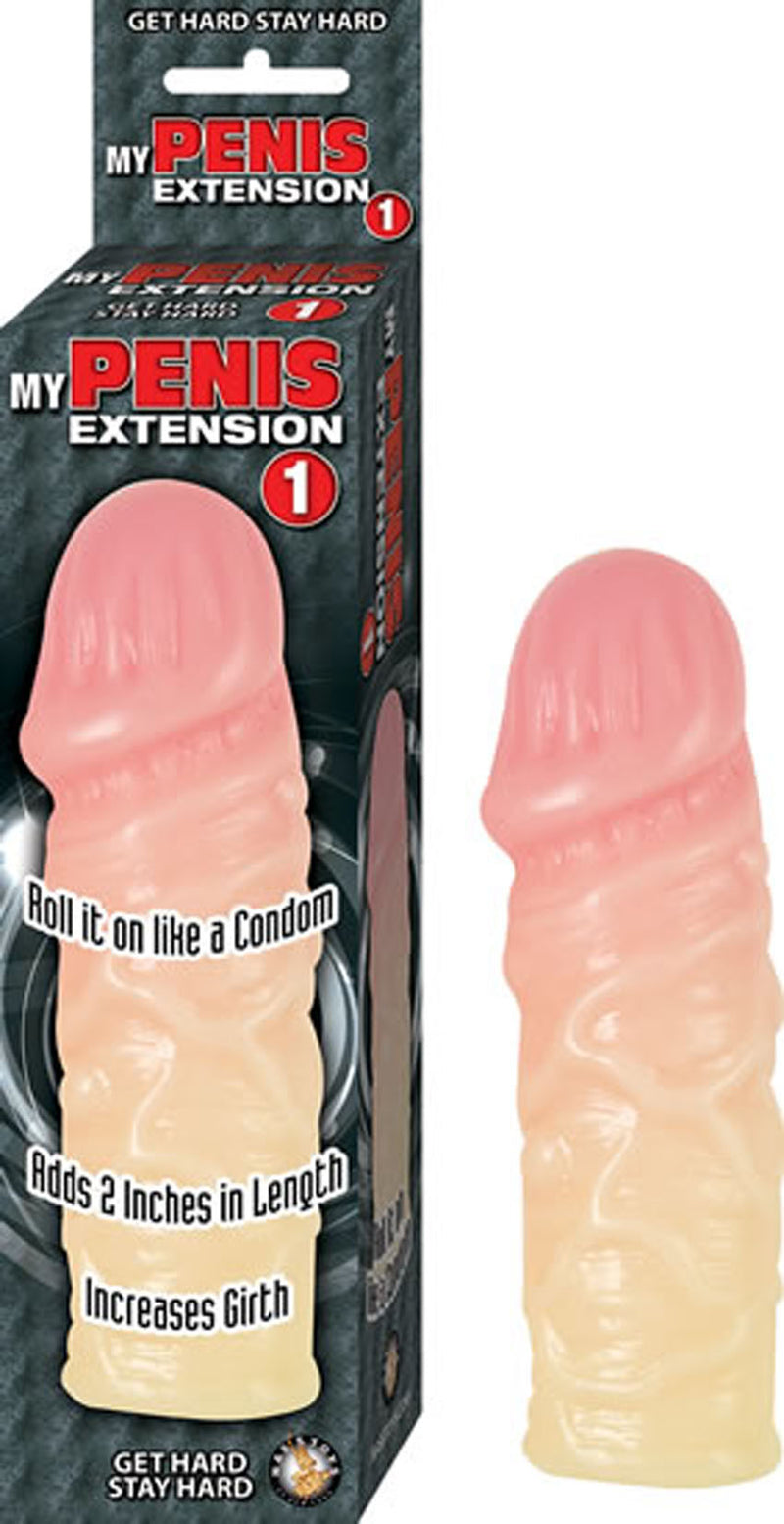 Penis Extension Condom - Add 2 Inches of Length and Girth for a Satisfying Experience - Waterproof and Phthalates Free.