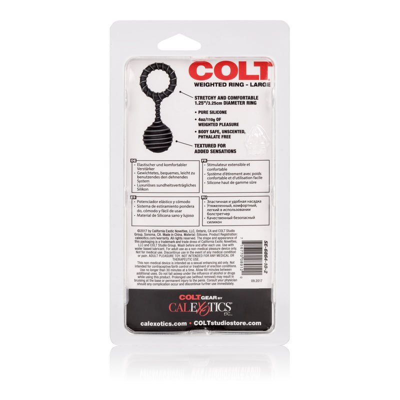 Experience Pleasurable Sensations with the Colt Weighted Ring - Phthalate Free and Stretchy for Ultimate Comfort!