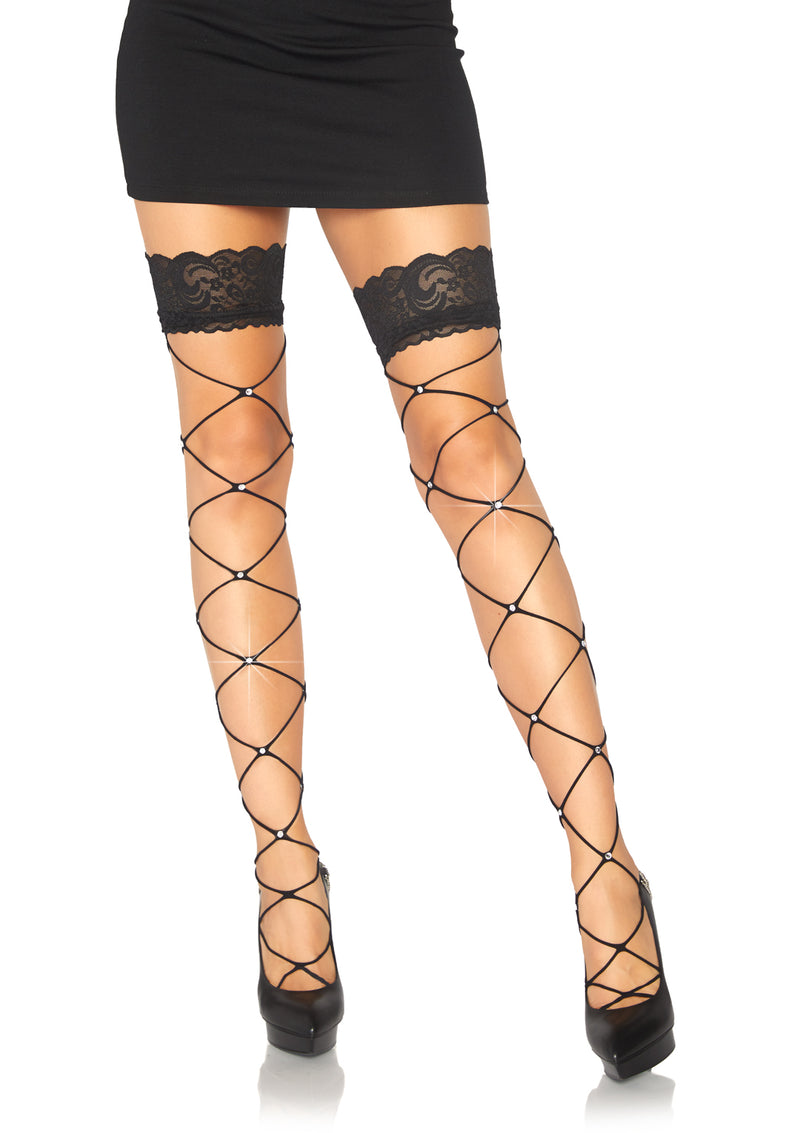 Crystalized Lace Top Thigh Highs: Feel Like a Queen!