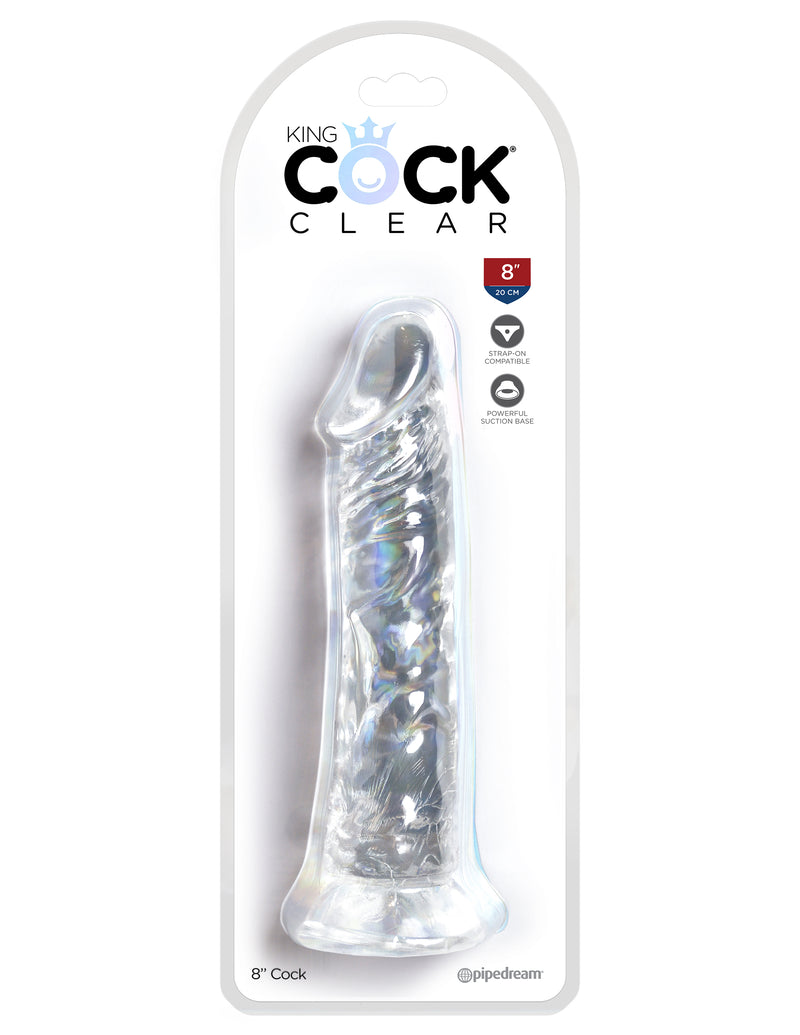 Get Ready for Lifelike Pleasure with King Cock Clear Dildo - 8 Inches of Handcrafted Realism with Suction Cup Base for Hands-Free Fun!