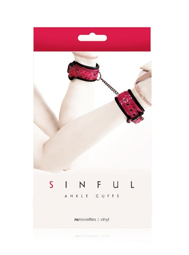 Unleash Your Inner Kink with Sinful Ankle Cuffs - Designer Faux Leather for Comfortable and Secure Restraint