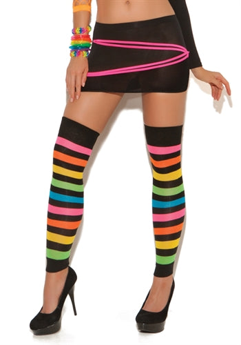 Get Hot with Neon Striped Knee High Leg Warmers - Comfortable and Sexy Addition to Lingerie Collection