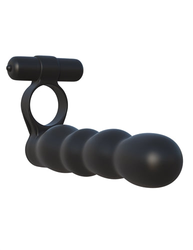 Posable Partner Double Penetrator: Bendable Silicone Cock Ring for Couples with Beaded Exciter and Vibrating Ring for Double the Fun!