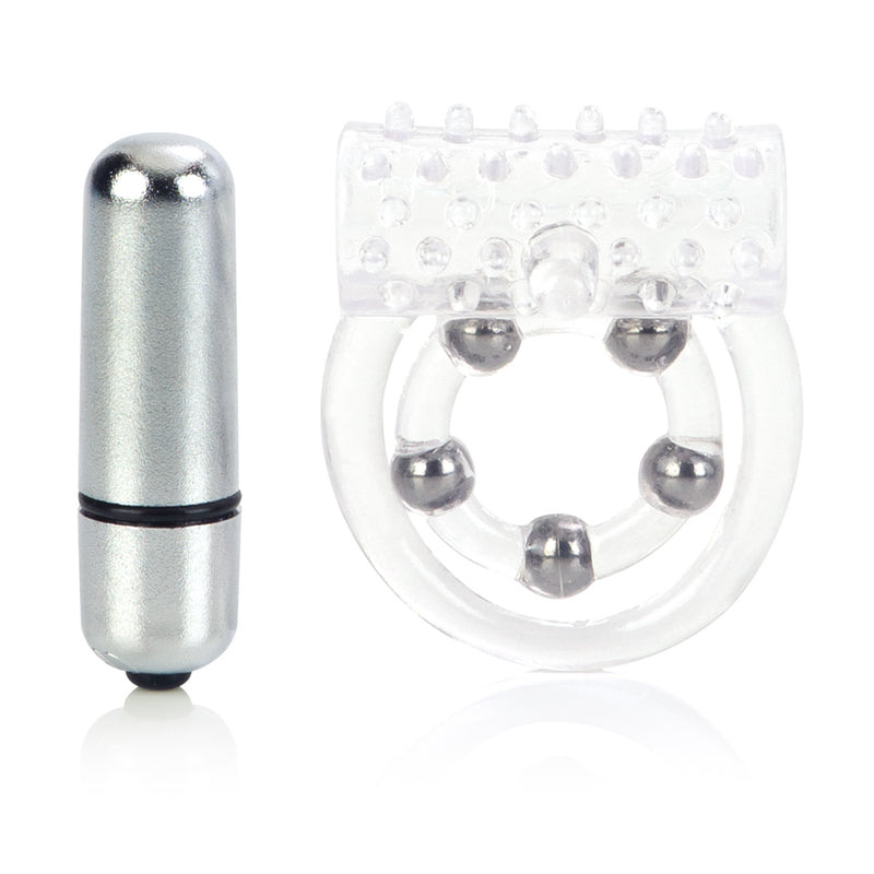 Double Enhancement Cockrings with Stroker Beads and Vibrating Bullet for Maximum Pleasure