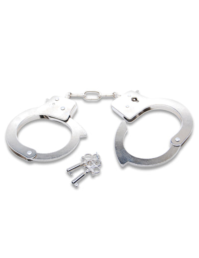 Nickel-Plated Steel Handcuffs with Interchangeable Keys for Naughty Fun in the Bedroom