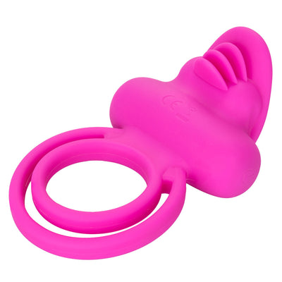 Double Your Pleasure with the Silicone Dual Clit Flicker Ring - Rechargeable and Waterproof for Maximum Fun!